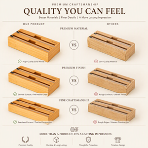 Melaleuca Wood Foil <b>and</b> <b>Cling</b> <b>Film</b> <b>Dispenser</b> 2 in 1 Kitchen <b>Cutter</b> Box Plastic Wrap Holder Countertop Organizer Wholesale - Product Image 3