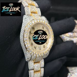ICELOOK ผู้หญิงหรูหราสแตนเลสสตีลนาฬิกา 40 มม. หน้าปัดอะนาล็อกควอตซ์เรืองแสงคริสตัลแซฟไฟร์ 20 มม. สายนาฬิกาวันที่อัตโนมัติแบบพับได้ - Product Image 4