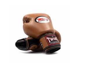 Gants de boxe en cuir personnalisés de qualité supérieure, couleur marron, avec logo, différents coloris, sangles réglables à scratch, Muay Thai - Product Image 4