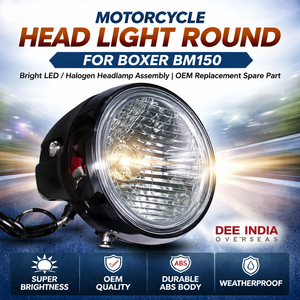 Faro Delantero Redondo para Motocicleta Boxer BM150 |   Conjunto de Faros Delanteros LED/Halógenos Brillantes, Pieza de Repuesto OEM - Product Image 2