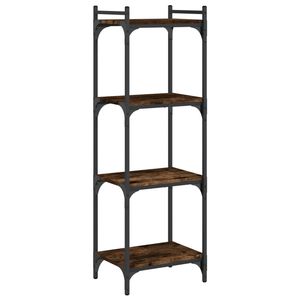 Libreria a 4 ripiani con piedini regolabili in legno ingegnerizzato di rovere fumé con finitura metallica, resistente ed elegante - Product Image 2