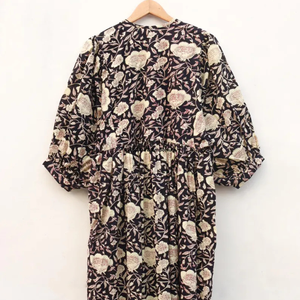 Beautiful floral Cotton Block Printed dress Dress For Casual wear Hand Block Printed Dress - Product Image 2