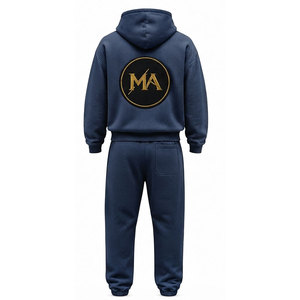 Ensemble de survêtement vert à capuche 100% coton avec fermeture éclair intégrale, poche avant et patch brodé appliqué 480 g/m² - Product Image 4