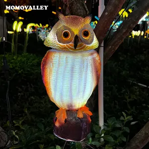 Venta al por mayor estatuilla ojos falsos mascota lámpara jardín decoración de Navidad forma Luz Decoración patio decoración del hogar Led búho 3D para la venta