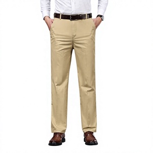 Pantalones casuales de negocios de algodón para hombre, pantalones de vestir para oficina y uso diario, pantalones de pierna recta para hombre, pantalones chinos para hombre, pantalones caqui para hombre - Product Image 1