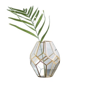 Metal <b>With</b> <b>Crystal</b> Glass Flower Vase High Quality Handmade Top Selling Flower Pot New Design Tabletop Decor Display Flower Vase - Product Image 1