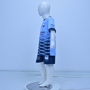 Sydney FC Kids Soccer Uniform Short Sleeve Crew Neck Moisture Wicking Polyester <b>Athletic</b> Fit All Seasons Print Sublimation Sets - Product Image 3