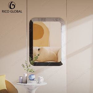 Modern <b>Rectangular</b> Wall <b>Mirror</b> with Marble Frame Minimalist Design Decorative Glass 5.0mm Thick Anniversary Home Use - Product Image 2