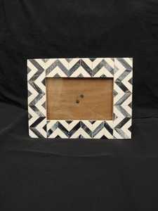 Handmade Bone Inlay Photo <b>Frame</b>, <b>Black</b> White Chevron Pattern Picture <b>Frame</b> For Decor - Product Image 2