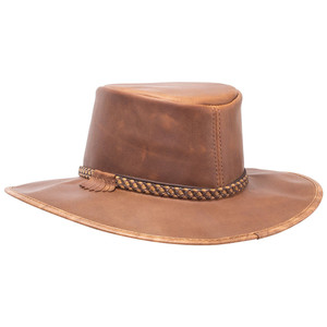 Sombrero de Vaquero Occidental 100% Cuero Genuino de Primera Calidad en Color Bronceado y Marrón, Ala Ancha, Protección Solar para Rostro y Cuello, Tallas S–2XL - Product Image 3