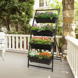Jardinera Vertical de 4 Niveles con 4 Contenedores y Orificios de Drenaje, Macetas y Jardineras - Product Image 6