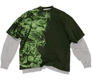 Camiseta con gráfico personalizado estilo hip hop para hombre, 100% algodón, corte cuadrado, doble capa, manga larga, con diseño impreso. - Product Image 6