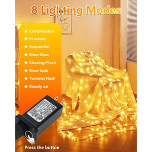 Catena di 100 Luci LED a Forma di Stella, 10 Metri, Impermeabile, per Interni ed Esterni, Decorazione per Matrimoni, Feste, Camere da Letto e Natale - Product Image 2