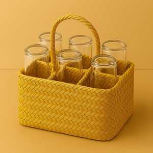 Portavasos de Bambú Tejido a Mano Estilo Bohemio para 6 Vasos |   Organizador de Cocina y Comedor Ecológico y Duradero - Product Image 1