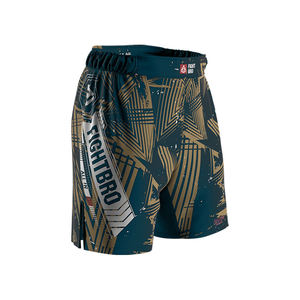 Pantalones Cortos de Boxeo de Satén Azul para Hombre Adulto MMA, Cintura Elástica Blanca, 100% Algodón, Logotipo Personalizado Impreso con Transferencia Térmica en la Parte Delantera, Tela de 100g - Product Image 2