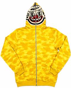 Men's Yellow Animal Print <b>Zip</b>-Up Hoodie Clown Face Print Full Sleeve Streetwear Regular Fit Knitted Fabric 100% Cotton Winter - Product Image 1