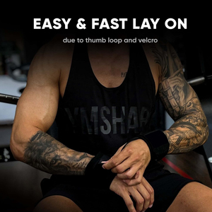 Sangles de soutien pour poignets en polyester et coton de haute qualité avec fermeture auto-agrippante pour l'entraînement de force, la musculation et l'haltérophilie - Product Image 5