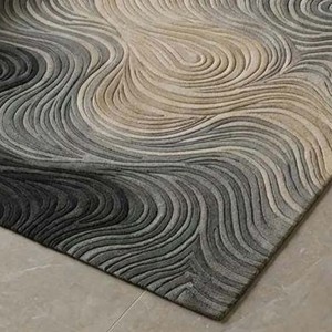 Modern Abstract Wave Area Rug Luxury Hand Tufted Rug Gray Plush Woolen Carpet For Living Room Bedroom Decorative Floor Rug Home - Product Image 3