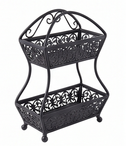 Elegant Metal Storage <b>Basket</b> With Handle Rectangle Design For Neatening Multi-Purpose Use Stylish Home Accent - Product Image 1
