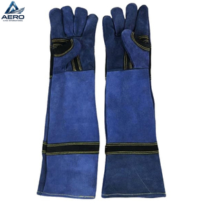 Customized Heavy Duty Blue Split Leather Welding <b>Gloves</b> - Extra Long Protective Welding & Heat Resistant Safety Wear <b>Gloves</b> - Product Image 5