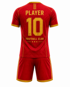 Equipación de Fútbol Elite en Rojo y Dorado, Conjunto de Camiseta y Pantalones Cortos de Alto Rendimiento con Diseño Moderno y Ajuste Cómodo - Product Image 3