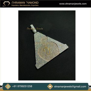 SHRAMAN JEWELS Collar Unisex HipHop de Plata 925 con Colgante Geométrico Triangular Chapado en Rodio de Dos Tonos y Moissanita Helada - Product Image 5