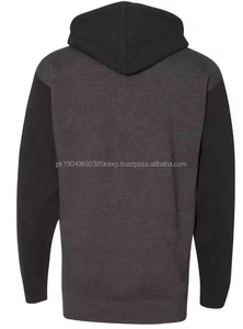 Logotipo personalizado a granel gris versátil negro Color bloque apliques bordado 400 GSM francés Terry algodón sudaderas con capucha - Product Image 3