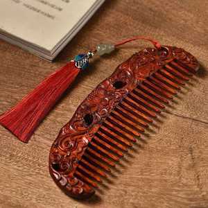 Peineta de Pelo Premium de Amor Eterno, Recuerdo de Boda, Peineta China Antigua Tallada a Mano con Flor de Rosa, Artesanía Natural - Product Image 2