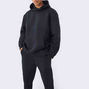 Expédition rapide Survêtement lourd pour homme uni 100% coton ajusté avec logo personnalisé Survêtement à manches longues - Product Image 3