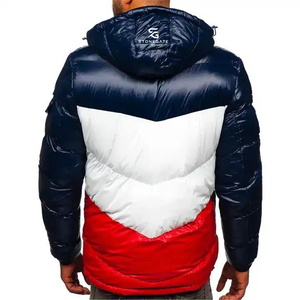 Custom Front Stand Collar Hooded Waterproof Fleece <b>Pullover</b> Quilted Puffer <b>Men's</b> Winter Outdoor <b>Jacket</b> High Quality Color - Product Image 5