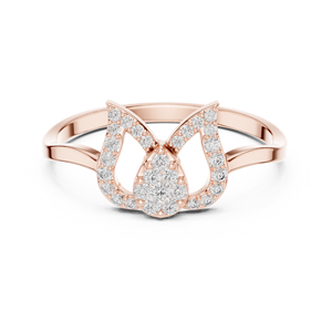 Anillo Minimalista en Forma de Mariposa de Oro Amarillo Sólido de 14k con Diamantes Cultivados en Laboratorio de Corte Redondo, Anillo de Boda Clásico, Regalo para Ella - Product Image 6