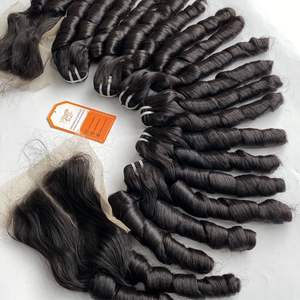 Funmi ondulado vietnamita humano de alta calidad cabello cutícula alineada mejor opción extensiones de cabello de Color negro precio asequible tendencia caliente - Product Image 4