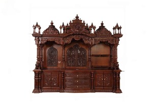 Large Size Pooja Mandirs for Home in Teak Wood With <b>Storage</b> <b>Cabinets</b> Export Quality Large Wooden <b>Mandir</b> for Home Worship For USA - Product Image 2