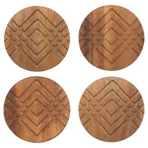 Contemporary Collection Wood Coasters Set Modern <b>Table</b> <b>Protectors</b> for Coffee <b>Table</b> Restaurant Hotel Bar Office - Product Image 5