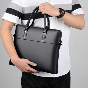 Sac messager en cuir véritable, couleur unie, fermeture éclair, bandoulière réglable, portable, classique, pour le bureau et les affaires, sac bandoulière - Product Image 3