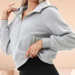 Sweat-shirts à capuche décontractés pour femmes, en molleton 100% coton, coupe ample, coupe-vent, écologiques, avec logo frontal et poches, vente en gros - Product Image 5