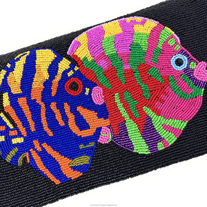 Luxe coloré motif géométrique poisson perlé pli pochette soirée mariage mariée concepteur sac à bandoulière taille personnalisée - Product Image 2