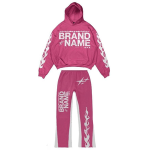 Ensemble de survêtement Y2K personnalisé pour homme, streetwear, sweat-shirt graphique, pantalon de survêtement évasé, style oversize, hip-hop, vintage, mode urbaine - Product Image 1