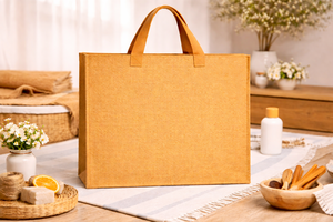 Eco Friendly Jute Jhola Bag Floral Corner Print Natural Tote Reusable Shopping Bag Custom Logo Grocery Carry Bag Wine AMANI - Product Image 3