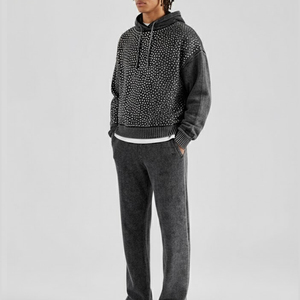 Survêtement personnalisé avec logo imprimé, respirant, style urbain, orné de strass 3D, grandes tailles, 100 % coton, marque privée, pour hommes et femmes - Product Image 4