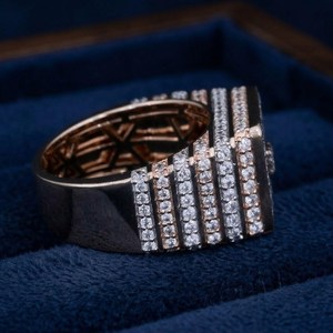 Ready to Ship Round Brilliant Cut VVS Clarity Lab Grown Diamond <b>Ring</b> 14K Rose Gold CVD Diamond Classic Hip Hop <b>Ring</b> For <b>Men</b> - Product Image 5