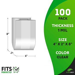 Sacchetti in plastica con meccanismo trasparente 4X2X8 pollici 100 confezione da 2 Mil lato Gusseted imballaggio in plastica per frutta chicchi di caffè sacchetti a tenuta stagna - Product Image 2