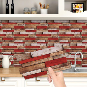 Carta da parati autoadesiva con venature di legno rosso retrò in PVC impermeabile a prova di olio rimovibile in stile Country cucina film decorativi per bagno - Product Image 2