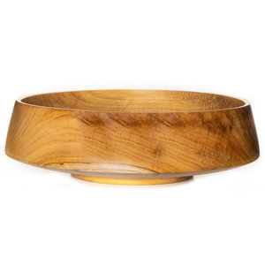 Tazón de Madera de Teca con Borde Cónico Minimalista |   Moderno Centro de Mesa Ecológico de Lujo para Ensaladas, con Diseño de Granos Orgánicos - Product Image 2