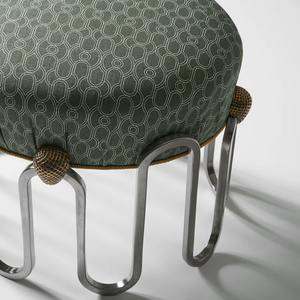 Premium Metal Iron Frame Fabric Upholstered <b>Stool</b> Soft Padded Seat Foot Rest <b>Ottoman</b> for Home Office Bedroom Furniture - Product Image 5
