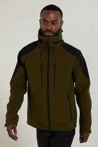 Veste en polaire pour homme, couleur olive, à capuche, fermeture éclair, coupe-vent, décontractée, couleur unie, polyester, coupe régulière - Product Image 3