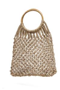 Bolso de mano bohemio de ganchillo con asa redonda, diseño hueco, parte superior abierta, informal, para playa, para mujer, a precio económico - Product Image 5