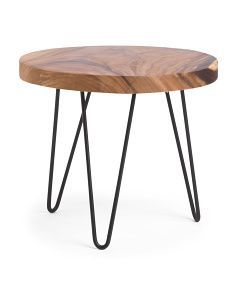 โต๊ะข้างเหล็กหน้าไม้ตกแต่งสวยงาม เหมาะสำหรับวางข้างโซฟา โครงสร้างแข็งแรง พร้อมสไตล์บ้านไร่ที่อบอุ่น - Product Image 2