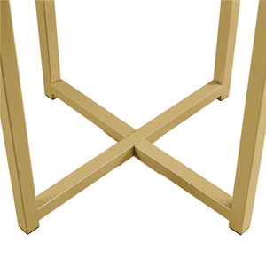 Tavolino Laterale in Finto Marmo per Soggiorno, Finitura Bianca e Oro - Product Image 3