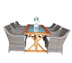 PRCF-016 Luxury <b>Outdoor</b> Poly Rattan Dining Set with Cushions Patio <b>Furniture</b> - Product Image 1